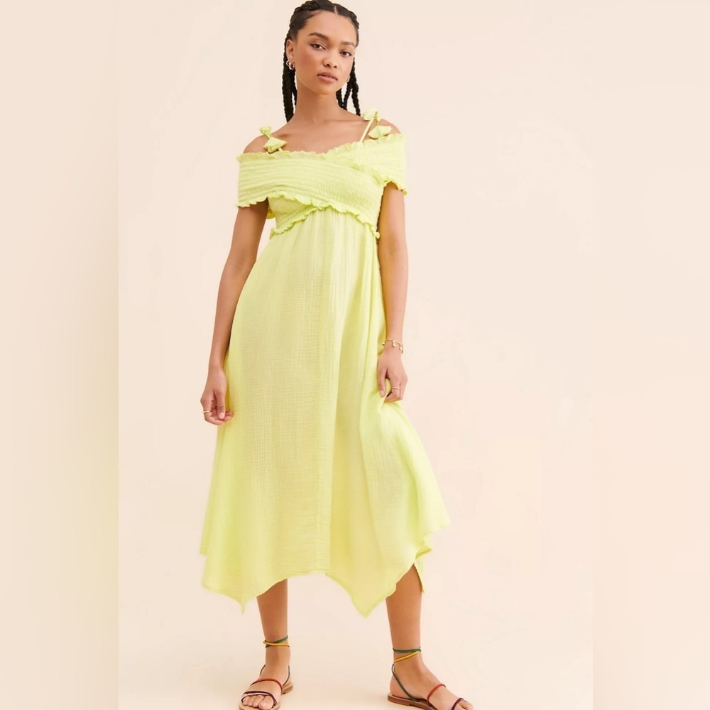 NWOT Smocked Gauze Midi Dress